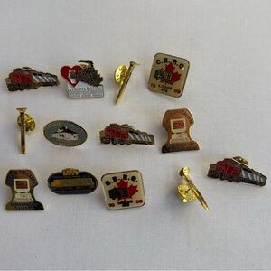 Vintage Canadian Railway Pin Lot CN Via Rail CBRC Railway Memorabilia
